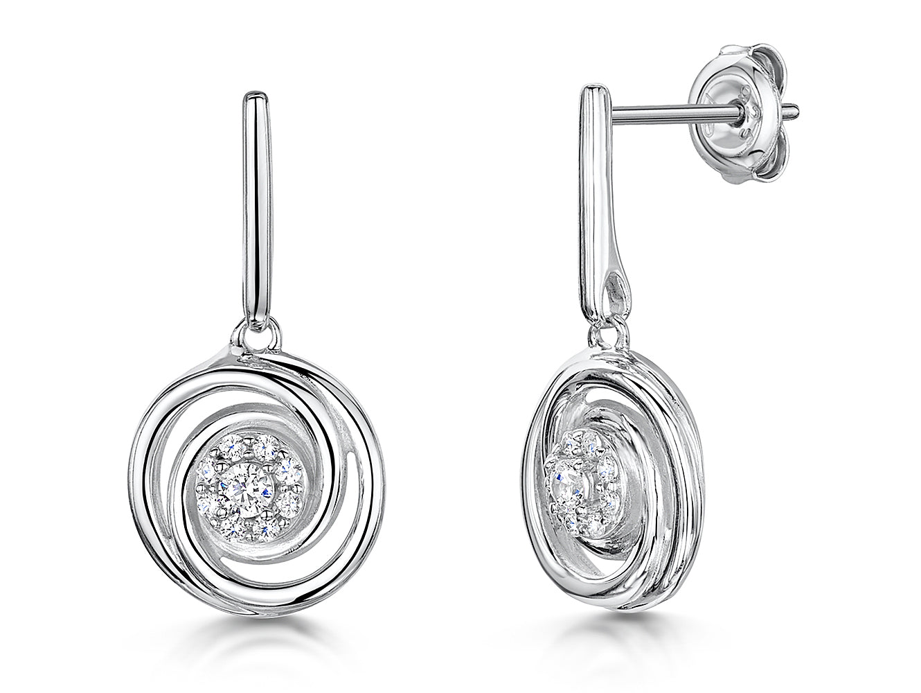 Sterling Silver Swirl Drop Earrings