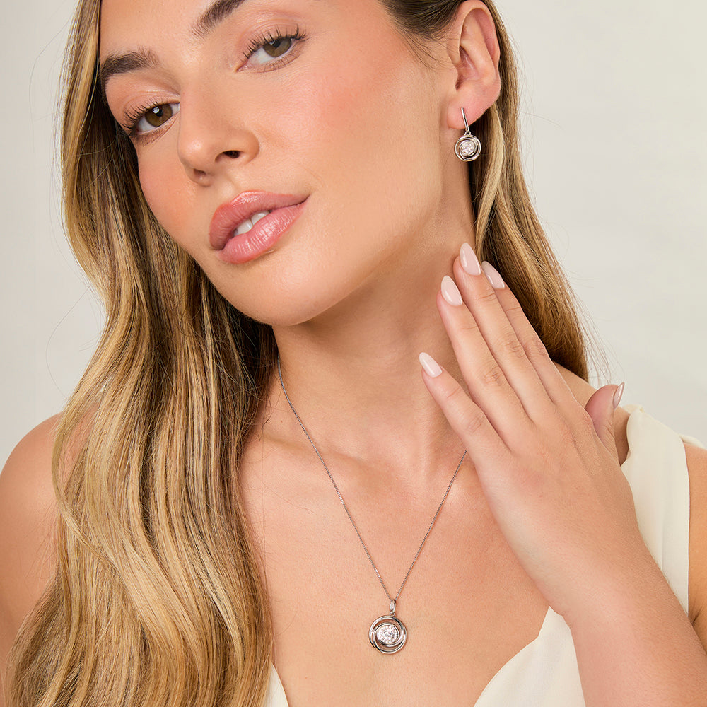 Sterling Silver Swirl Drop Earrings