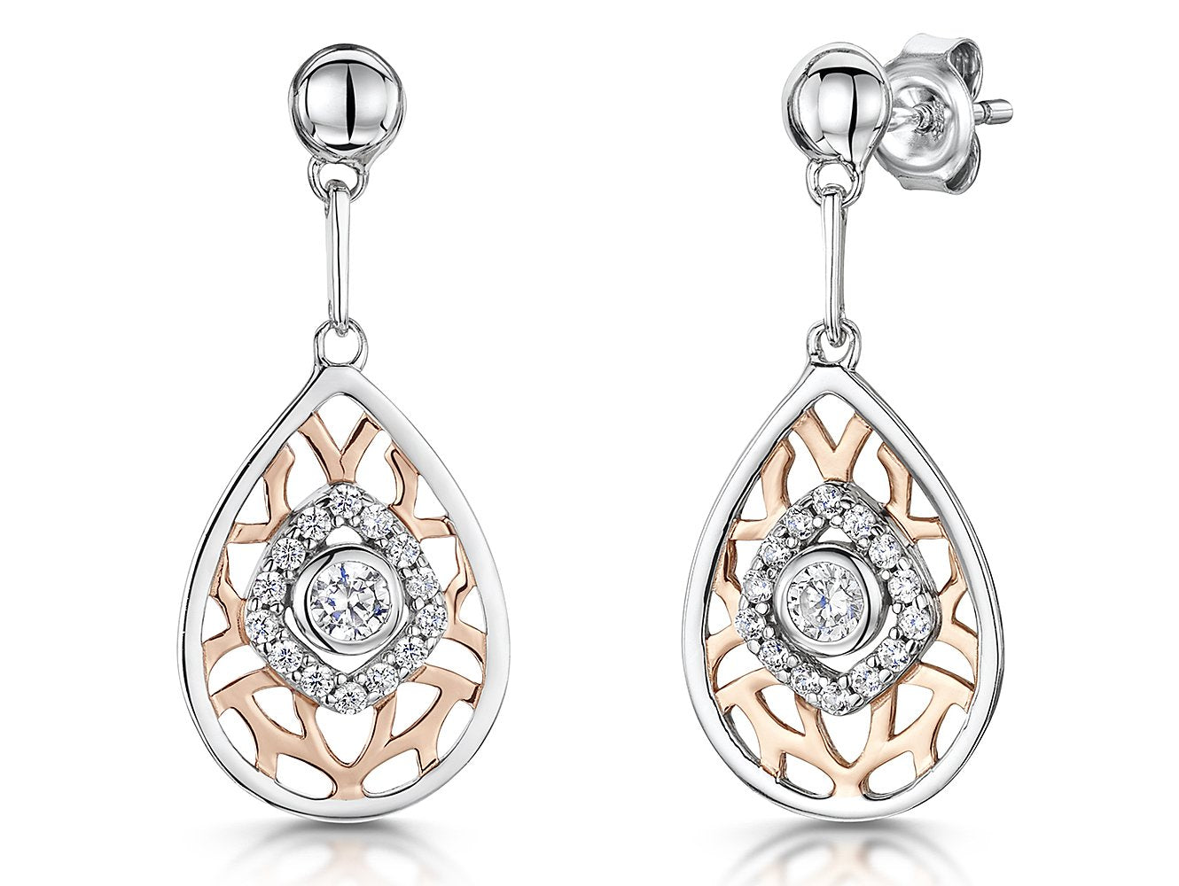 Rose Gold Evil Eye Lattice Earrings