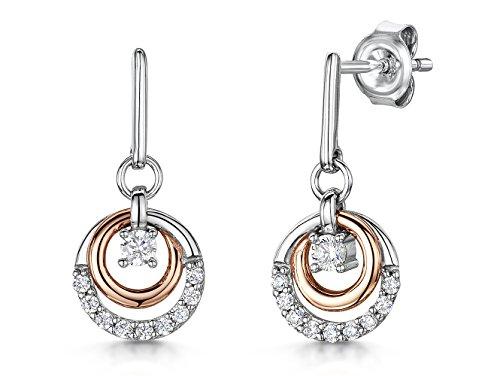 Sterling Silver and Rose Gold Circle Drop Earrings