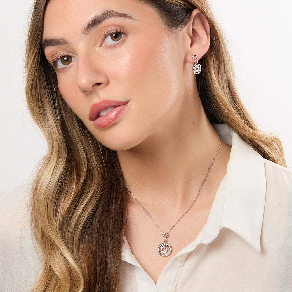 Sterling Silver Multi Circle Drop Earrings