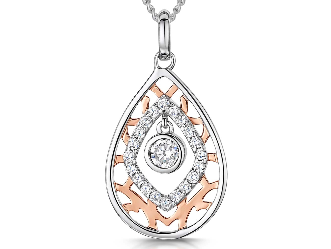 Rose Gold Evil Eye Centre Pendant