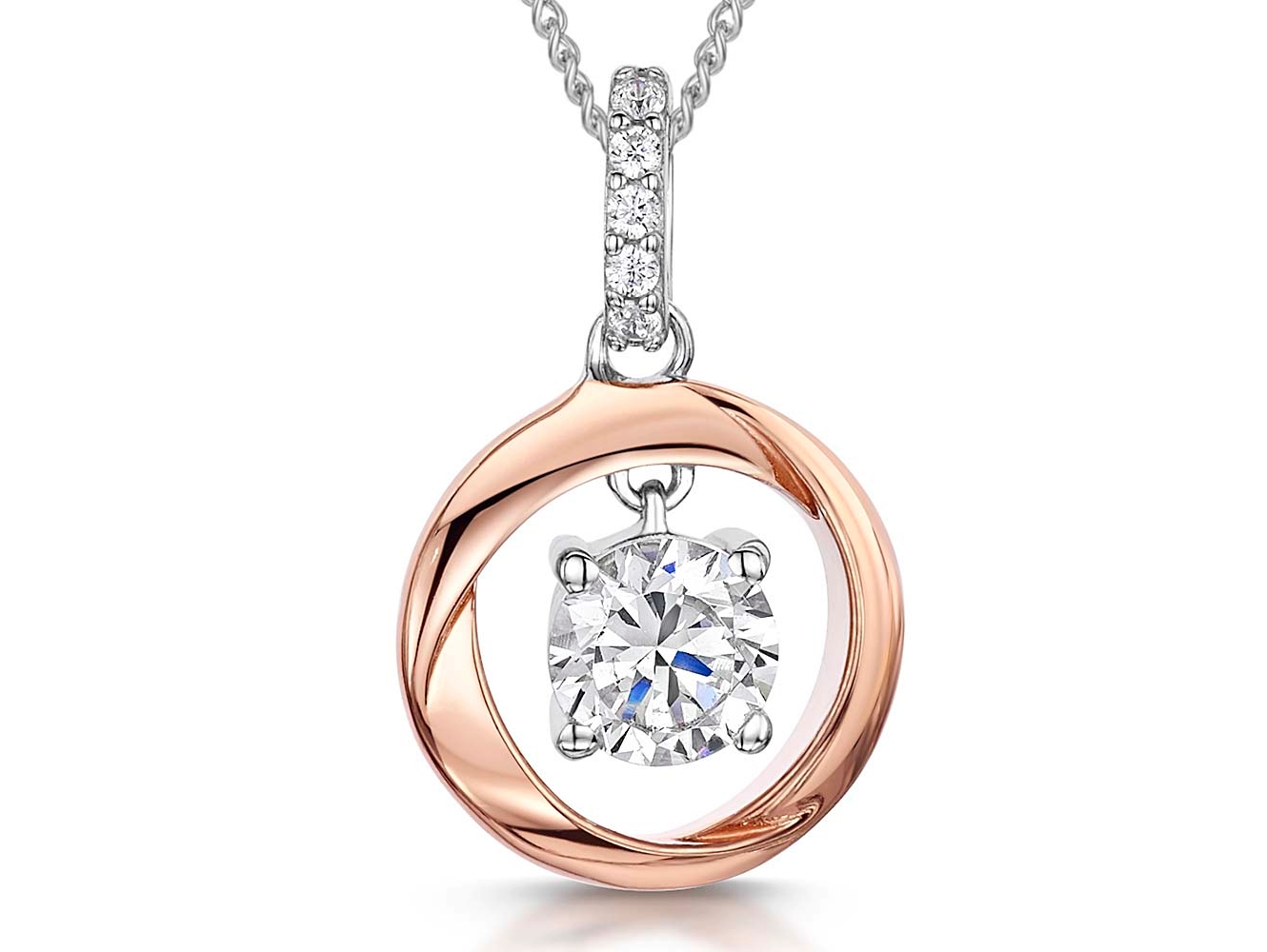 Rose Gold Suspended Zirconia Pendant