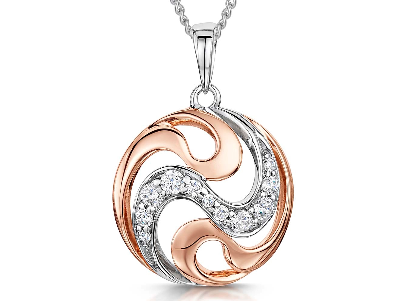 Rose Gold Swirl Circle Pendant