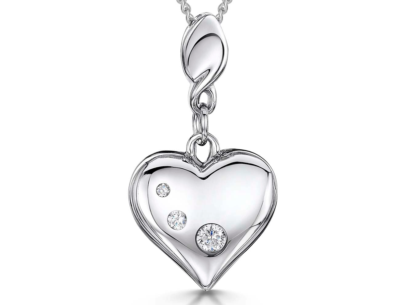 Sterling Silver Pendant Inlaid With Three Cubic Zirconia Stones