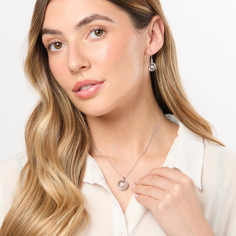 Sterling Silver Cubic Zirconia Suspended Heart Pendant