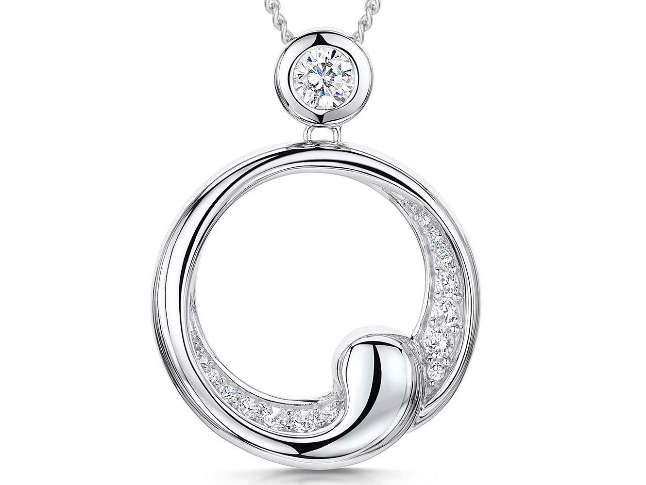Sterling Silver Ornate Open Circle Pendant