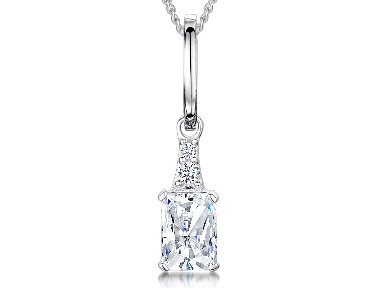 Sterling Silver Radiant Cut Cubic Zirconia Pendant