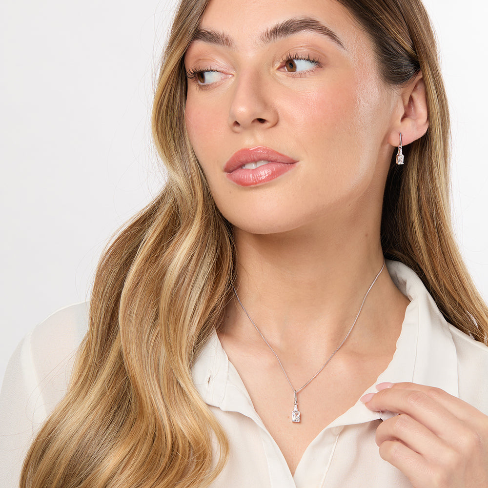 Sterling Silver Radiant Cut Cubic Zirconia Pendant