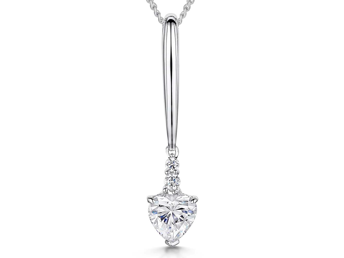 Sterling Silver Long Pendant With Heart Drop