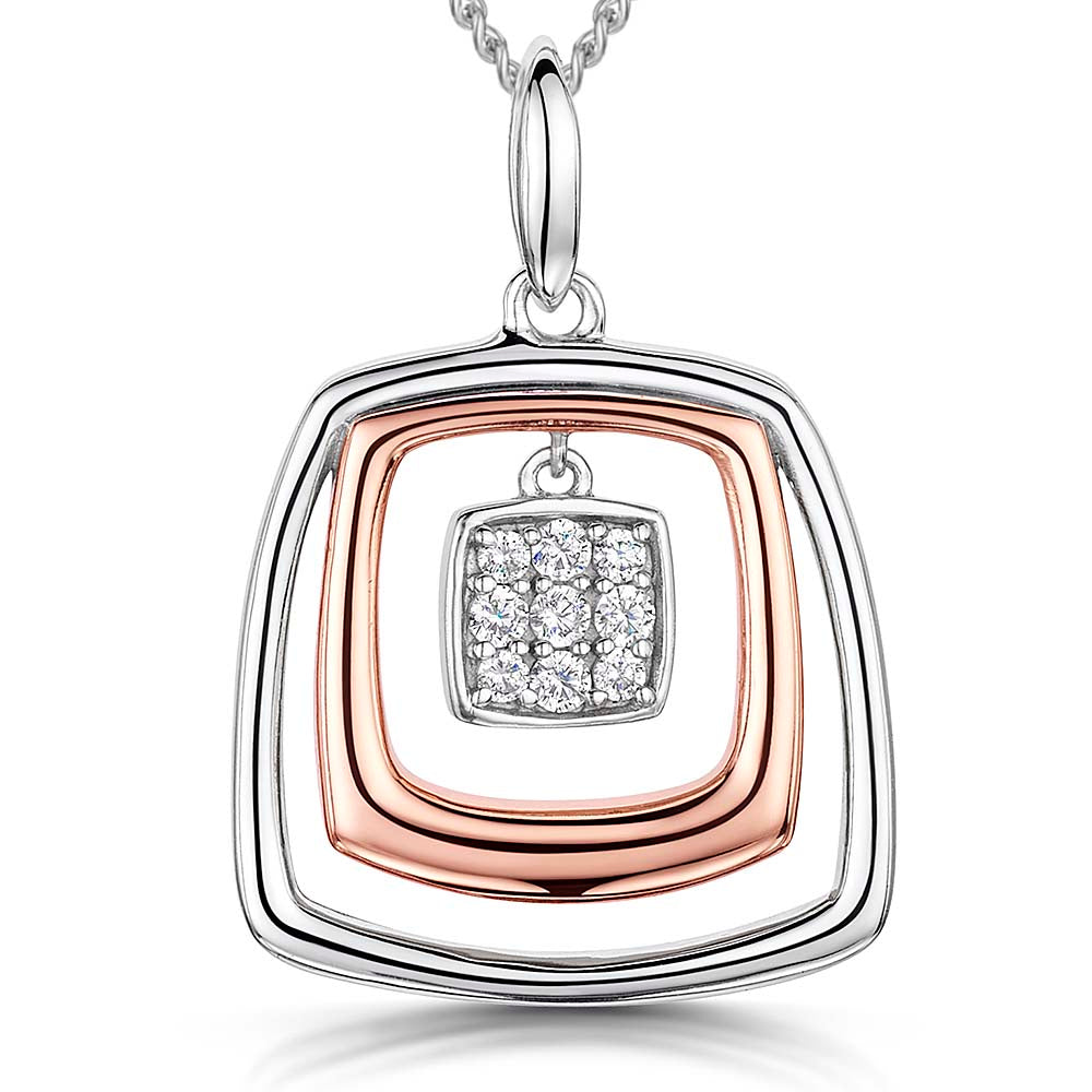 Rose Gold 3 Square Pendant