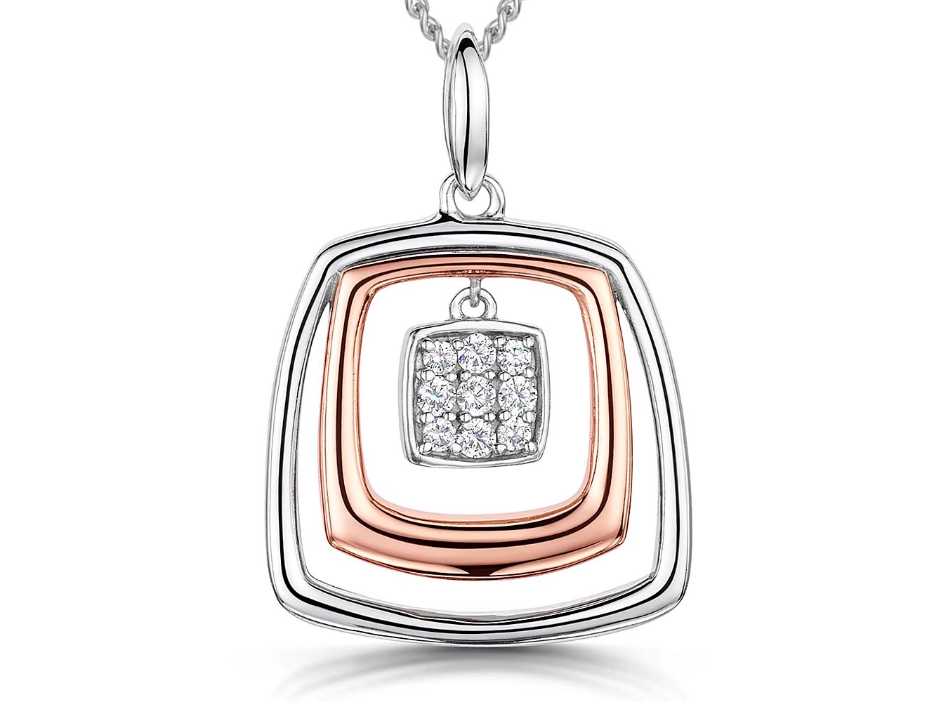 Rose Gold 3 Square Pendant