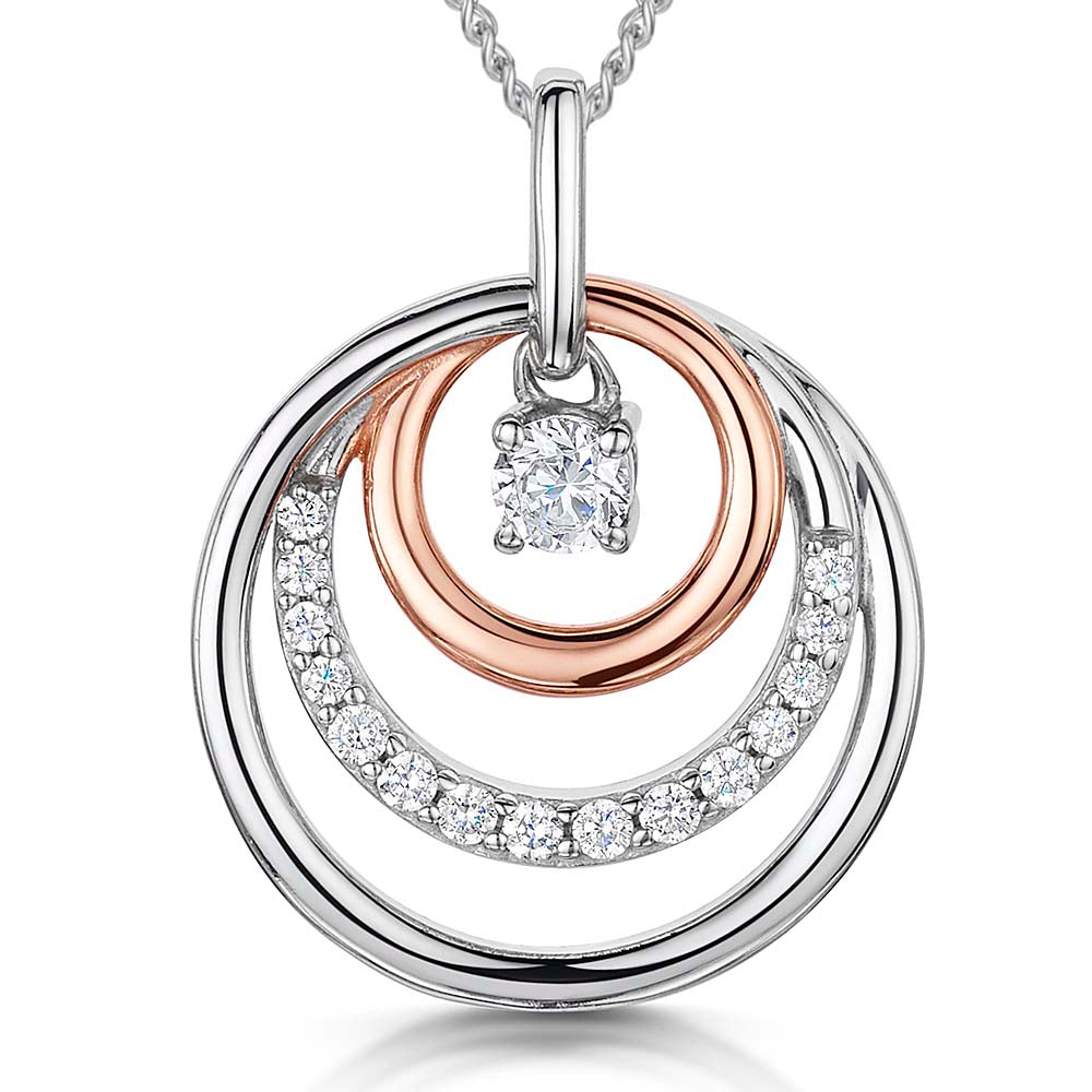 Rose Gold Triple Circle Drop Pendant