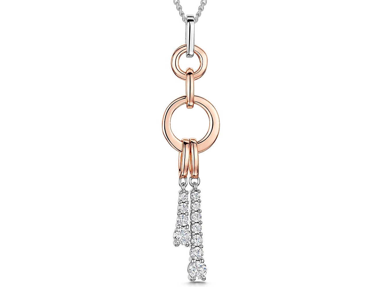 Rose Gold Necklace Set With Cubic Zirconia Drops