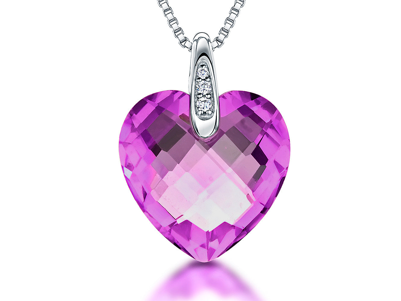 Sterling Silver Amethyst Faceted Heart Necklace