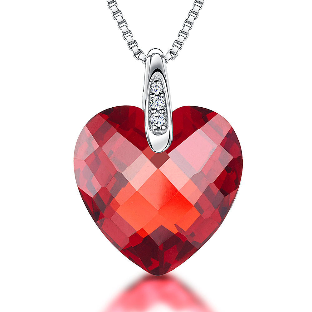 Sterling Silver Faceted Heart Zirconia Necklace
