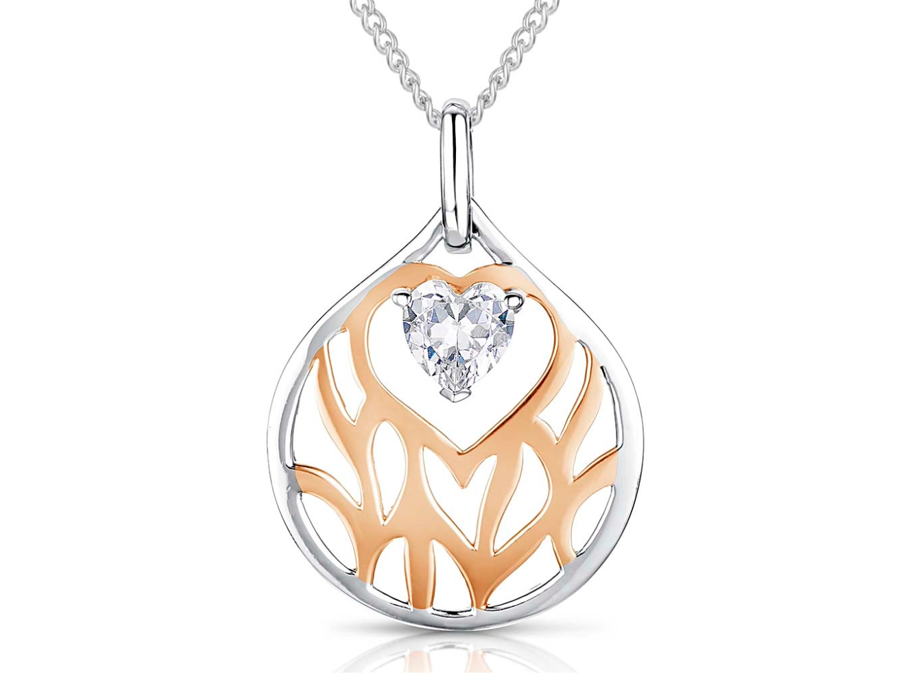 Rose Gold Suspended Heart Pendant