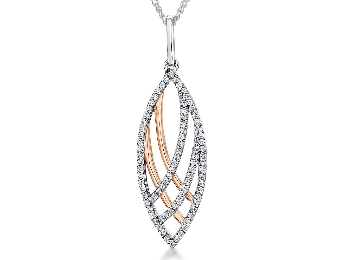 Sterling Silver & Rose Gold Marquise Shaped Pendant