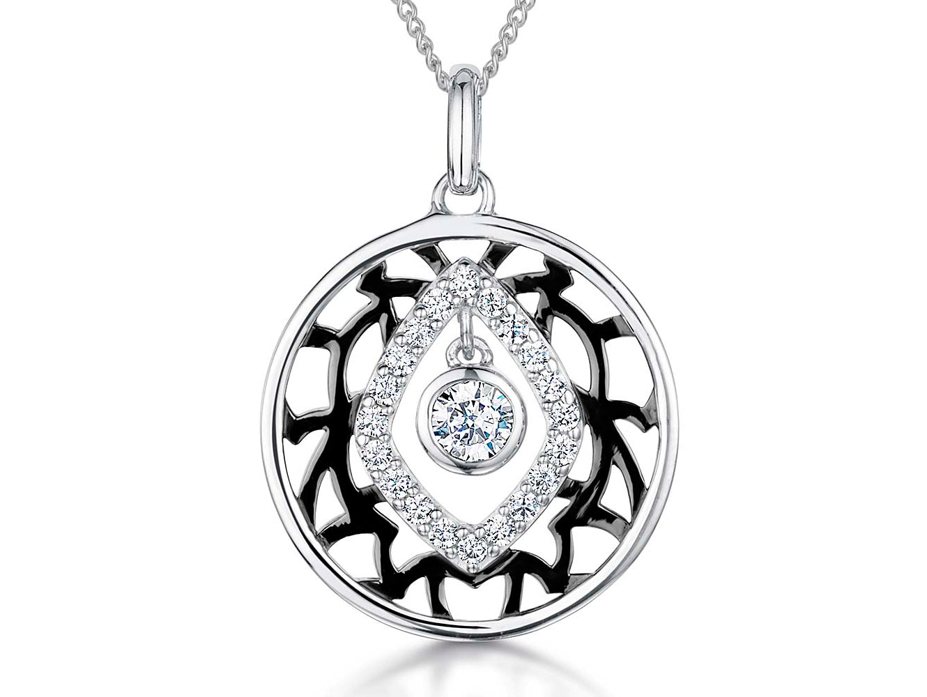 Sterling Silver Black Rhodium Lattice Pendant