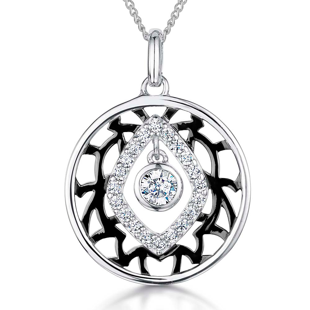 Sterling Silver Black Rhodium Lattice Pendant