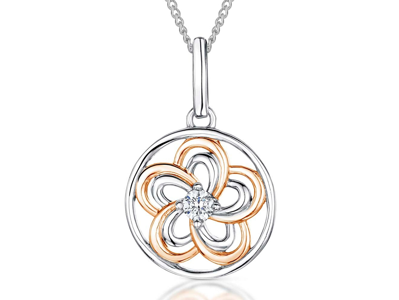 Rose Gold Flower Circle Pendant