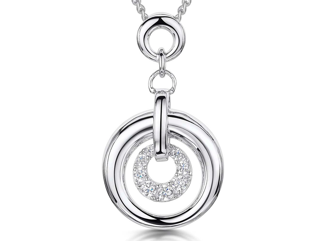 Sterling Silver Multi Circle Cubic Zirconia Pendant