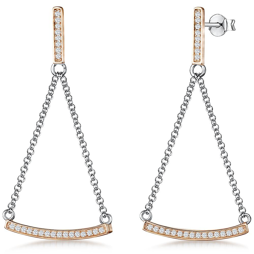 Rose Gold Trapezium Shape Drop Earrings