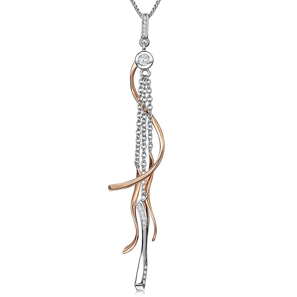 Sterling Silver Rose Gold Stranded Drop Necklace