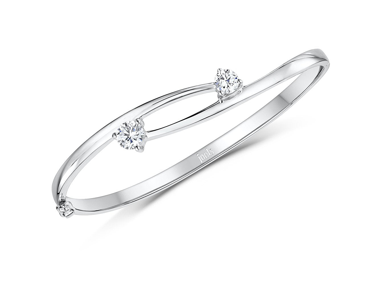 Sterling Silver Cubic Zirconia Wishbone Bangle