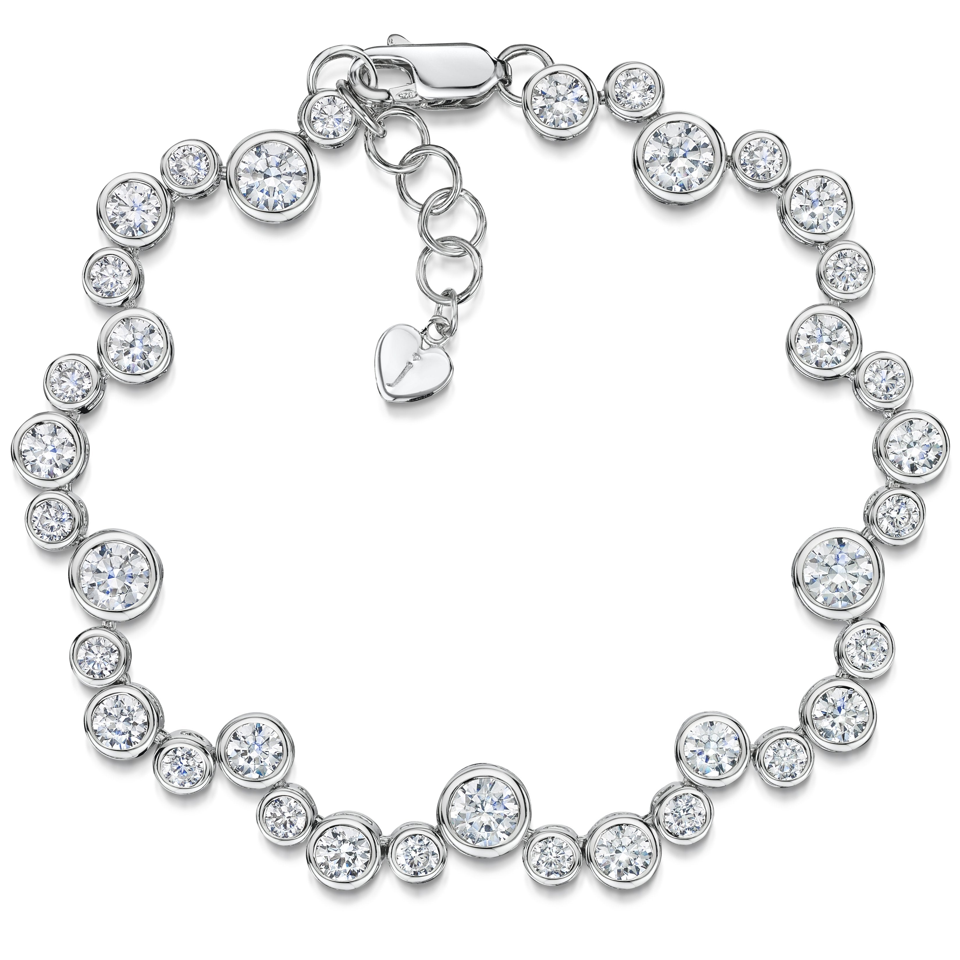 Sterling Silver Bubble Style Bracelet Set With Cubic Zirconia Stones