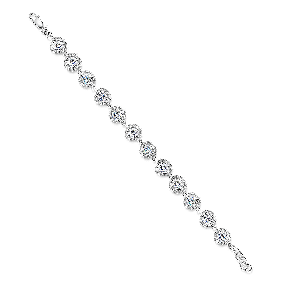 Sterling Silver Cubic Zirconia Twisted Rubover Bracelet