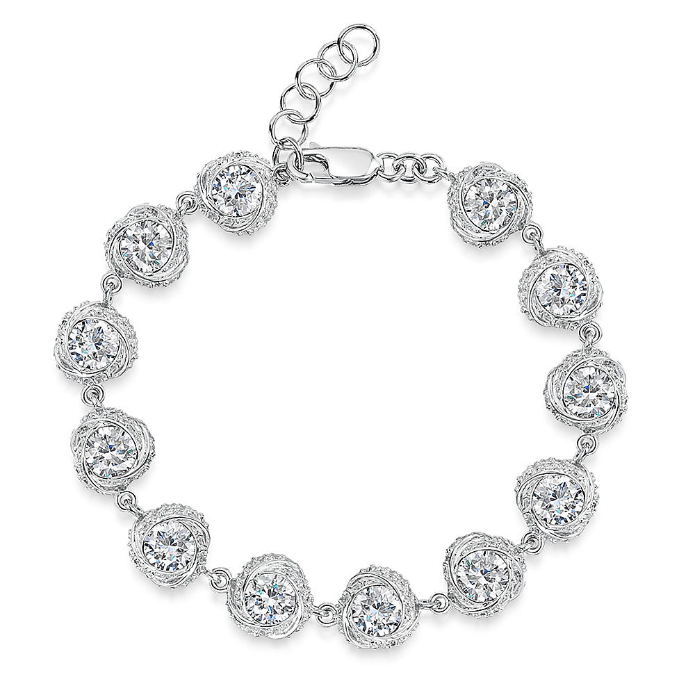Sterling Silver Cubic Zirconia Twisted Rubover Bracelet