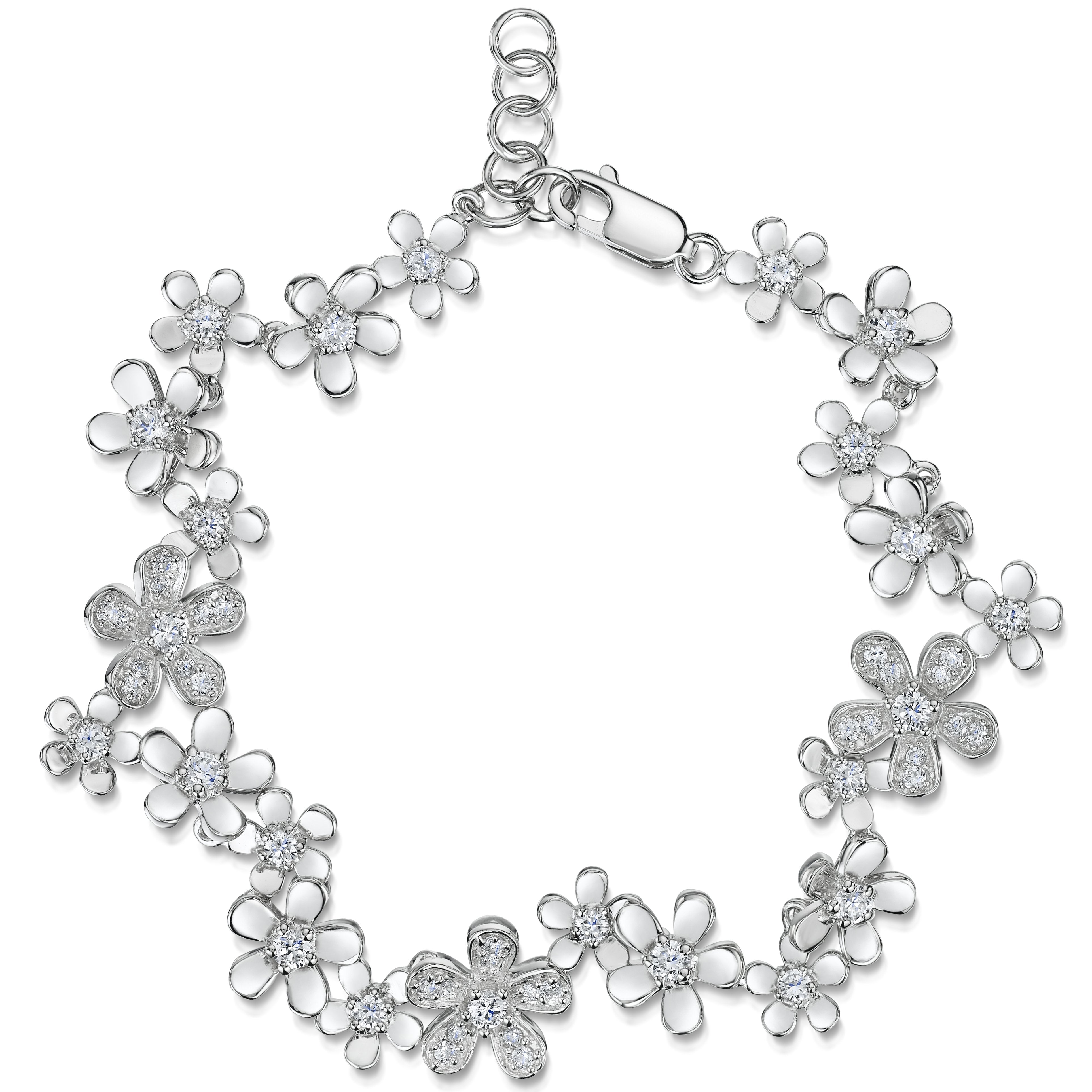 Sterling Silver Multi Flower Bracelet