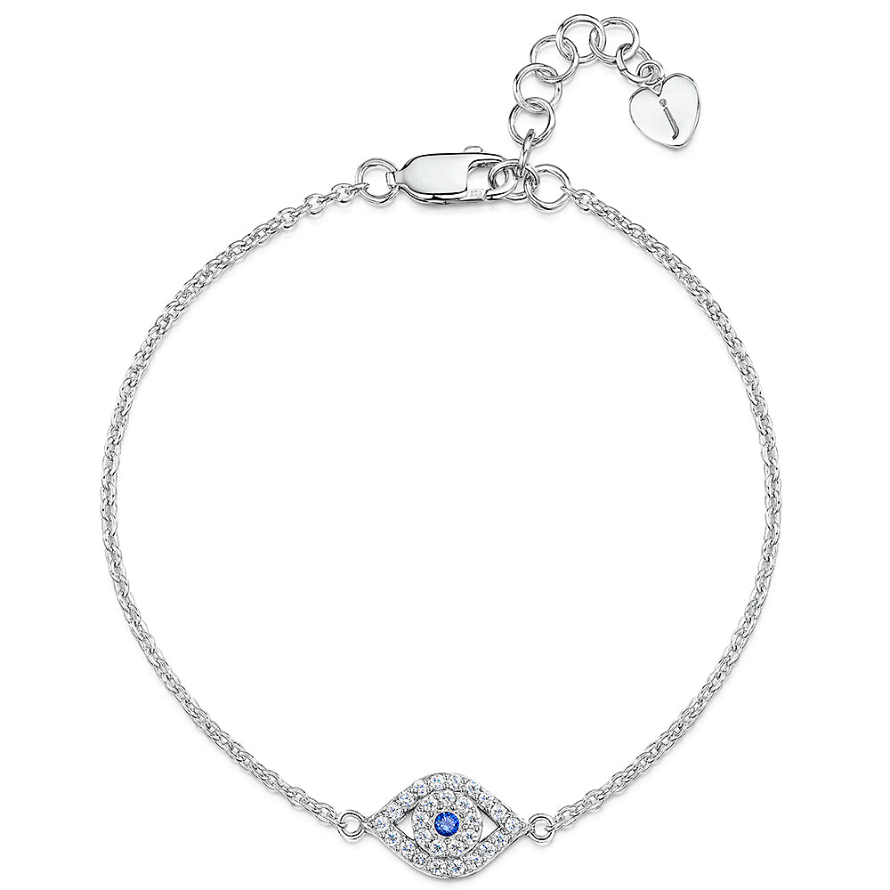 Sterling Silver Cubic Zirconia Evil Eye Bracelet