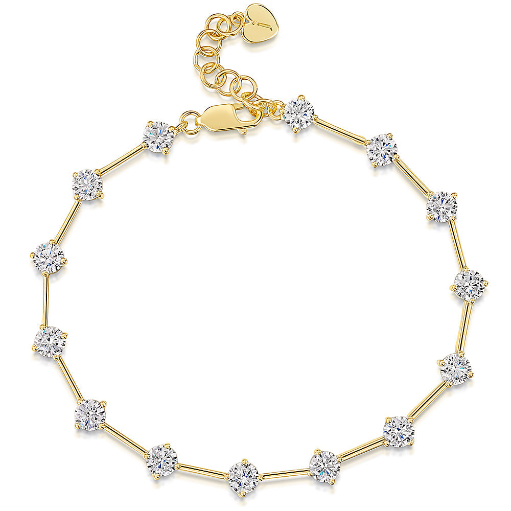 Yellow Gold Bracelet With 14 Brilliant Cut Cubic Zirconia Stones