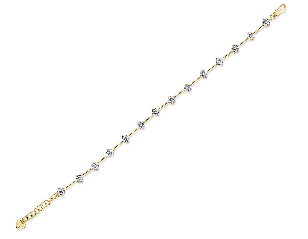 Yellow Gold Bracelet With 14 Brilliant Cut Cubic Zirconia Stones