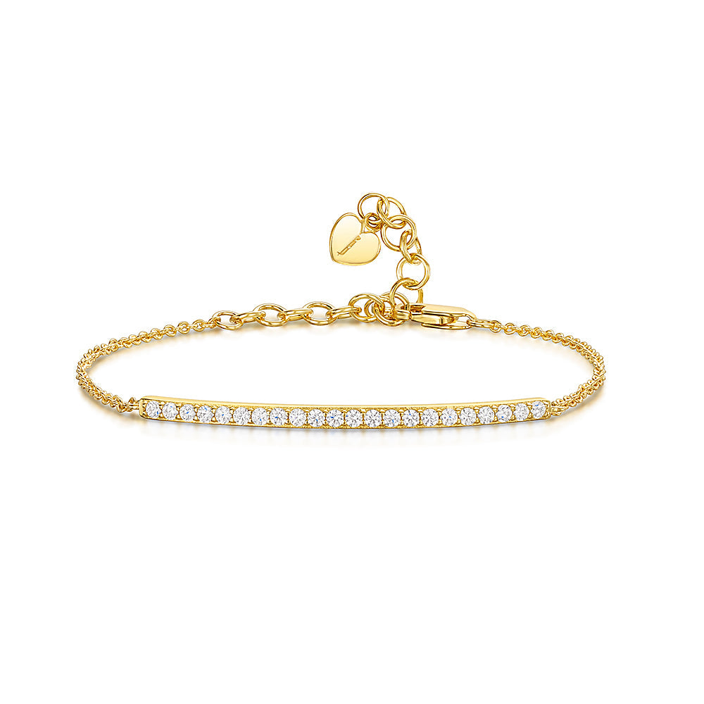 Yellow Gold Cubic Zirconia Panel Bracelet