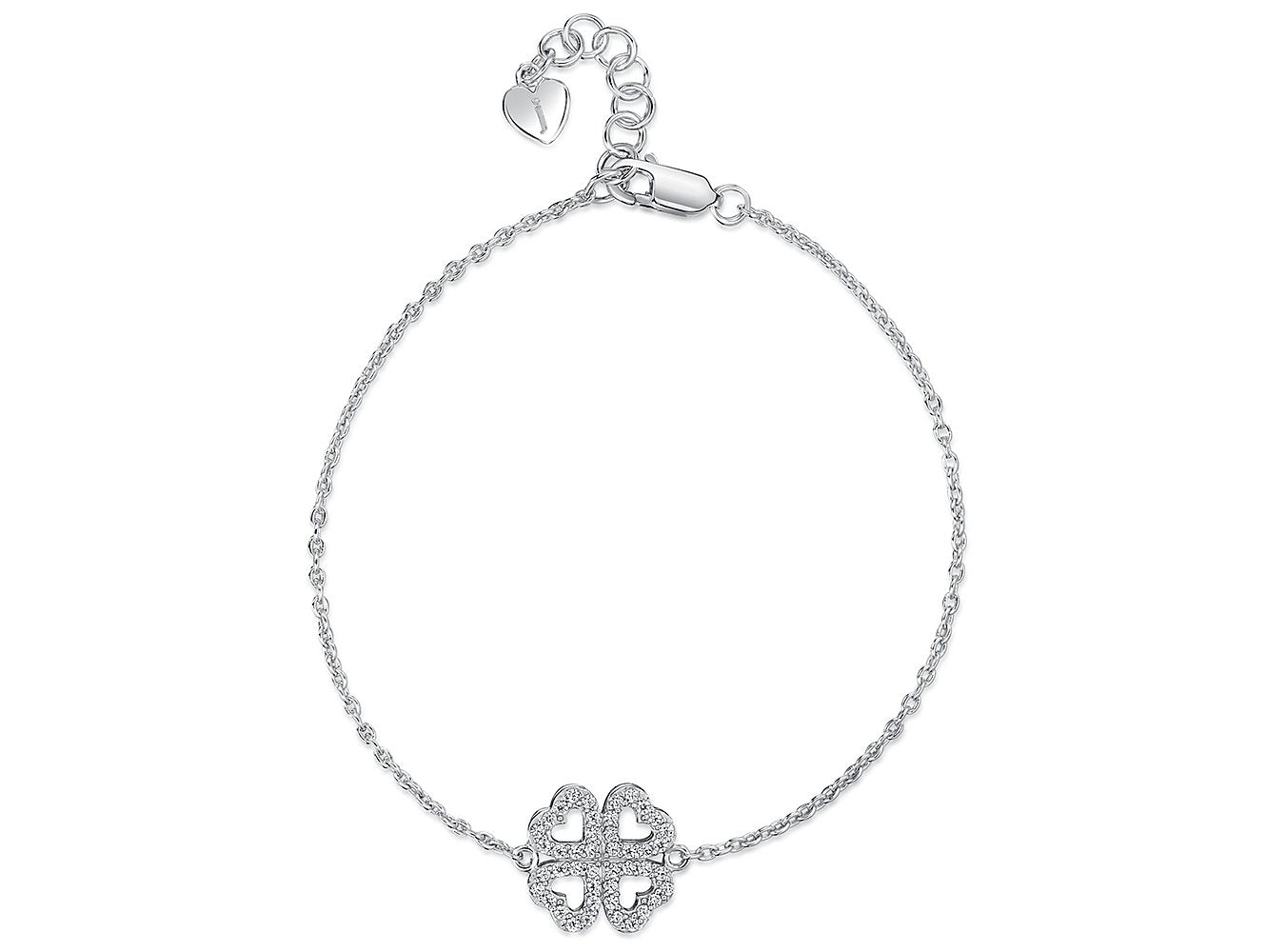 Sterling Silver Bracelet With Four Cubic Zirconia Hearts