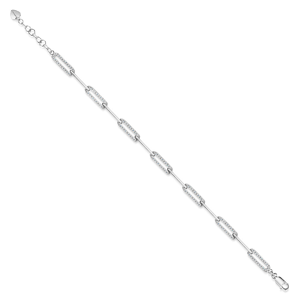 Sterling Silver Cubic Zirconia Paperlink Bracelet