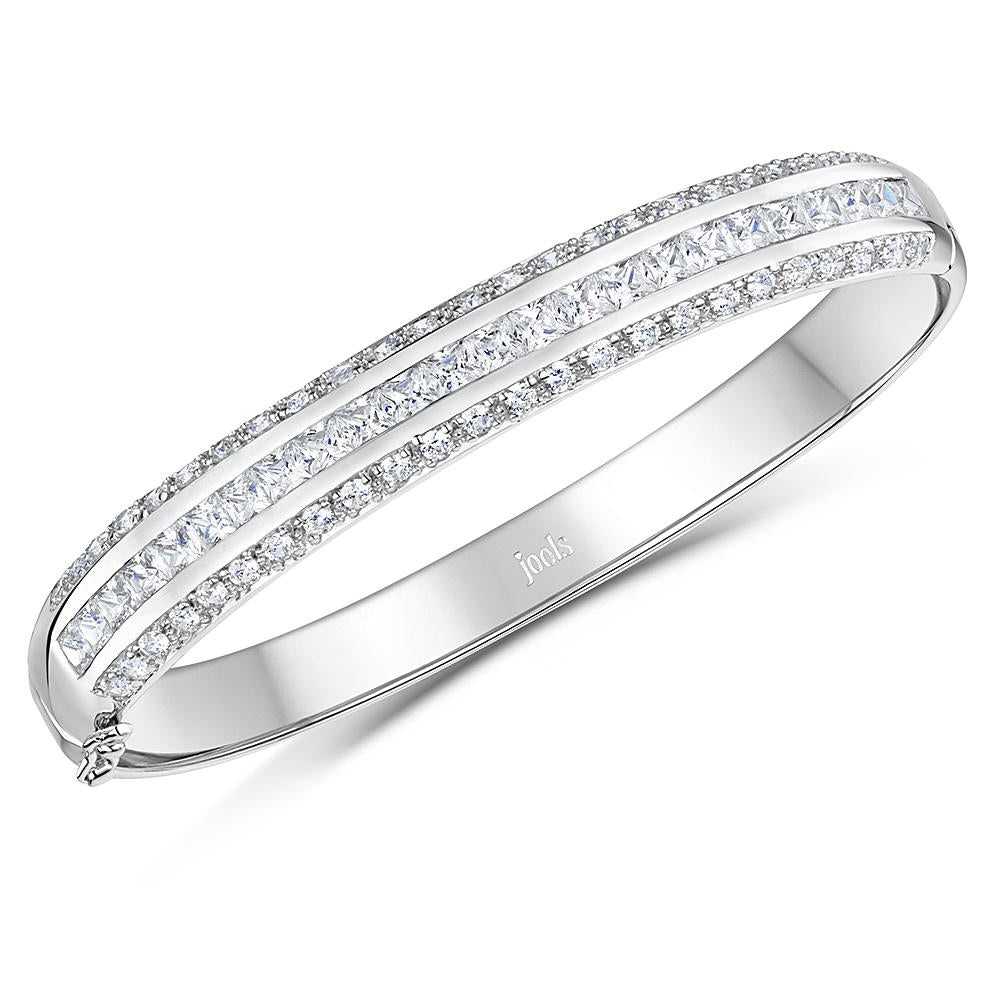 Sterling Silver Channel Set Cubic Zirconia Bangle