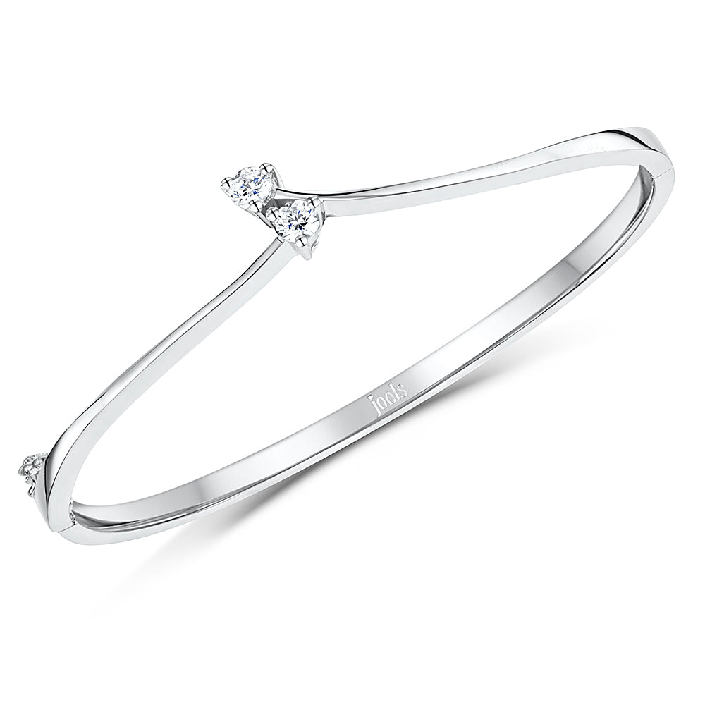 Sterling Silver Cubic Zirconia Double Crossover Bangle