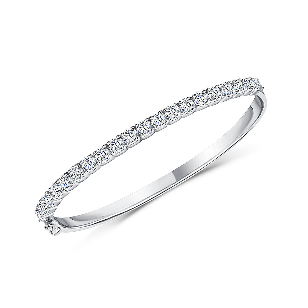 Sterling Silver Pave Bangle Set With Quarter Carat White Cubic Zirconia Stones JOOLS by Jenny Brown
