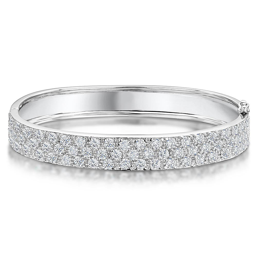 Sterling Silver Triple Row Eternity Bangle
