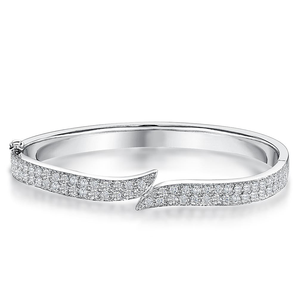 Sterling Silver Bangle Pave Set Cubic Zirconia
