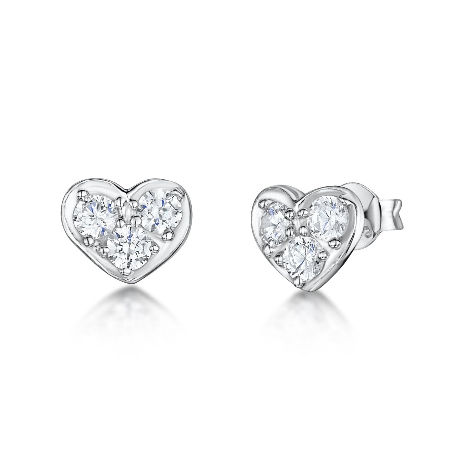 Sterling Silver Flat Heart Stud Earrings