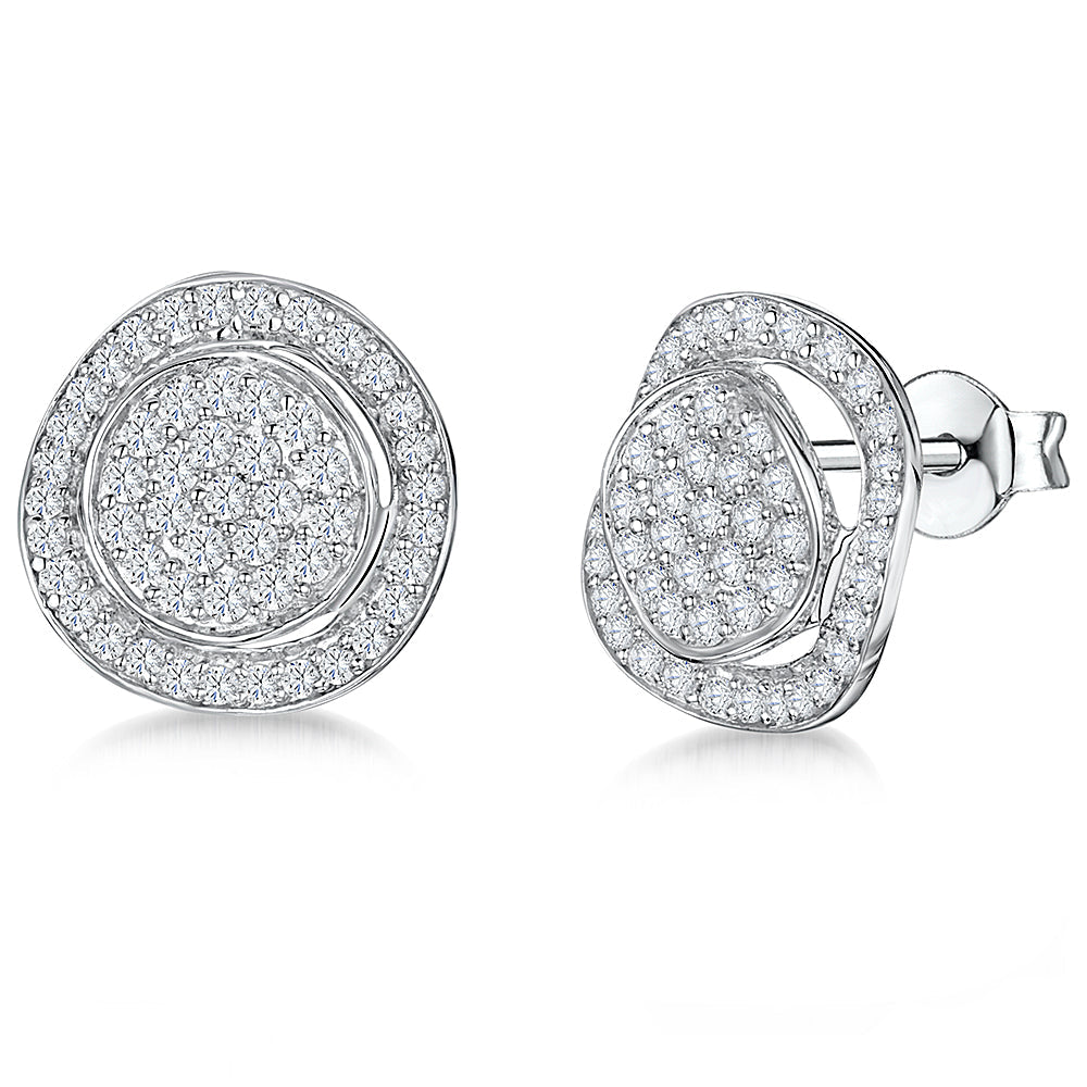 Sterling Silver Offset Halo Earrings
