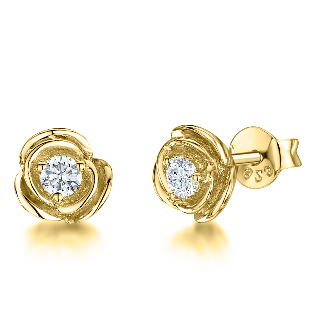 Gold Vermeil Rose Flower Stud Earrings