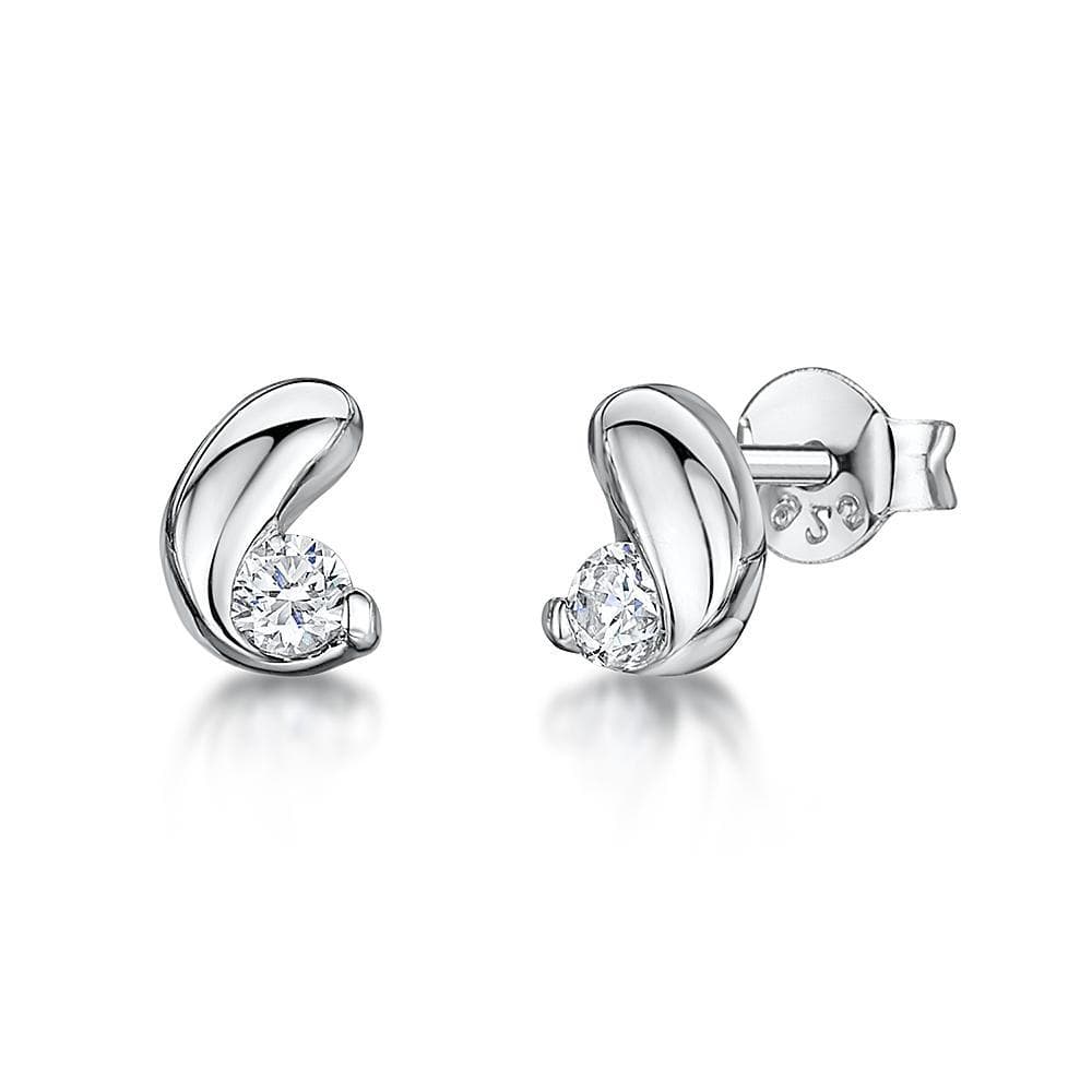 Sterling Silver Stud Coffee Bean Shape Earrings