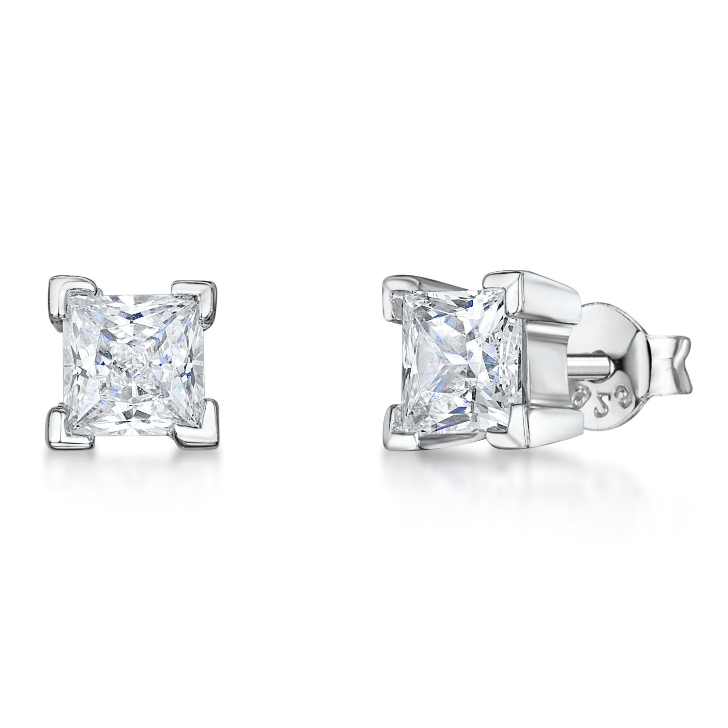 Sterling Silver Square Cubic Zirconia Stud Earring