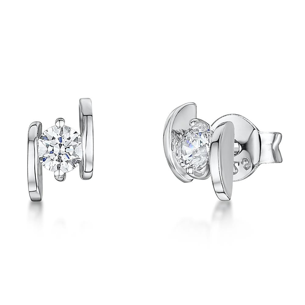 Sterling Silver Earrings With A Tension Set Cubic Zirconia - JOOLS By Jenny Brown